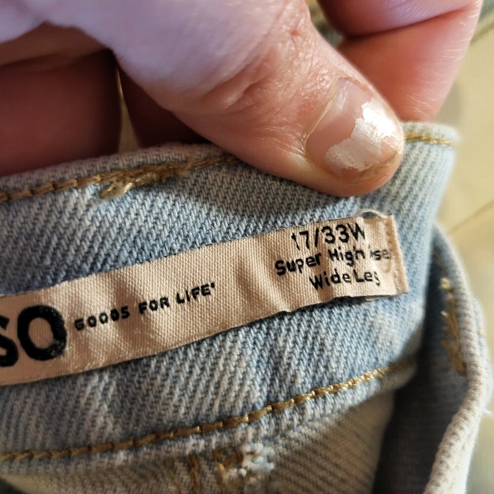 So Goods For Life High Rise Wide Leg Jeans Super Light Wash 17/33W - Picture 8 of 14